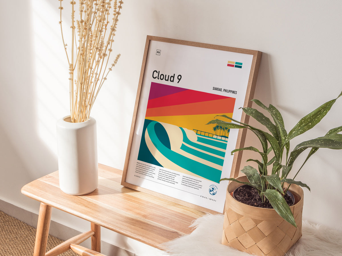 Cloud 9, Siargao, Philippines Poster | Tropical Surf Wall Art — styled in a modern interior