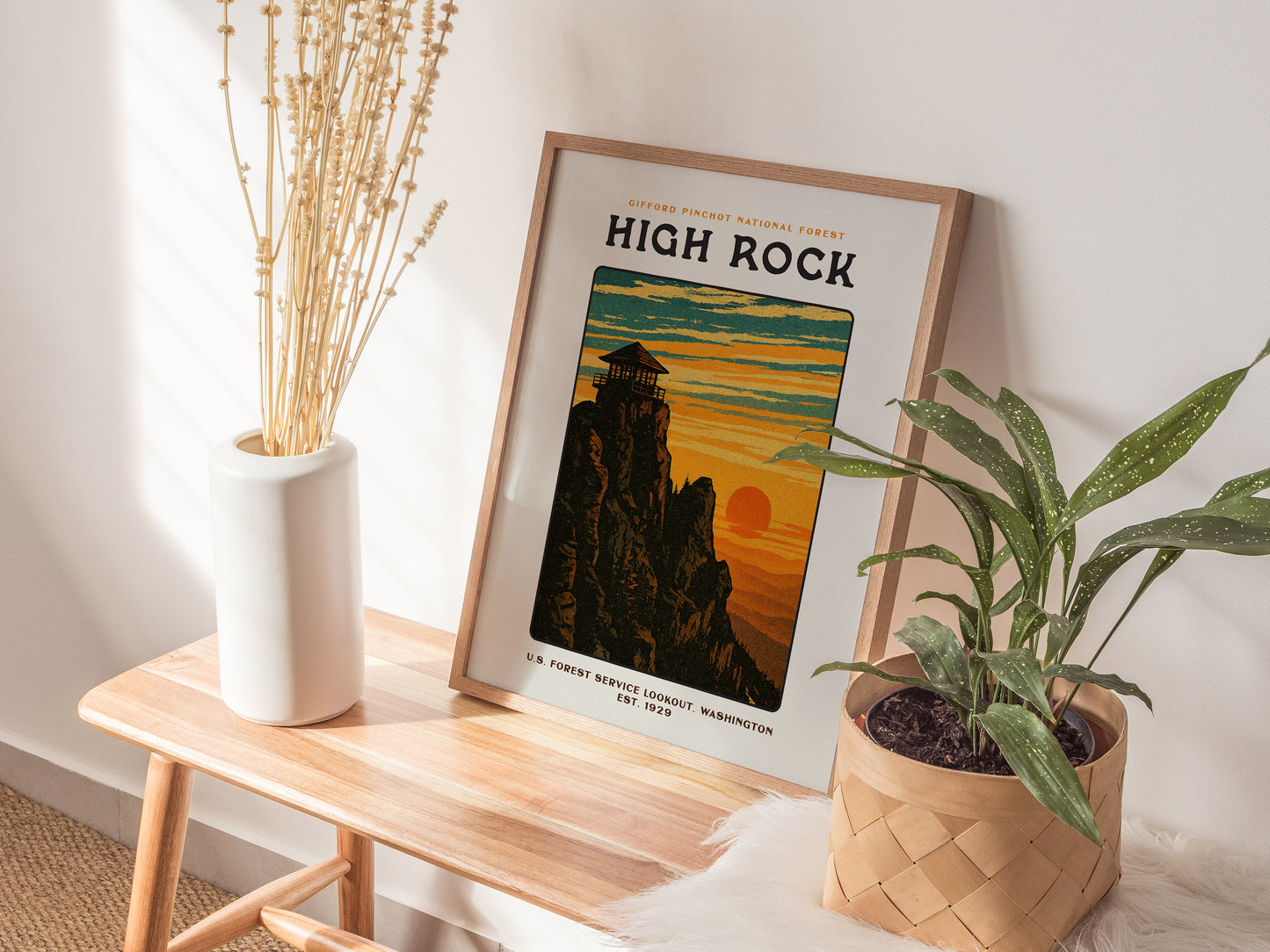 High Rock Lookout Vintage Poster | Gifford Pinchot Forest Wall Art