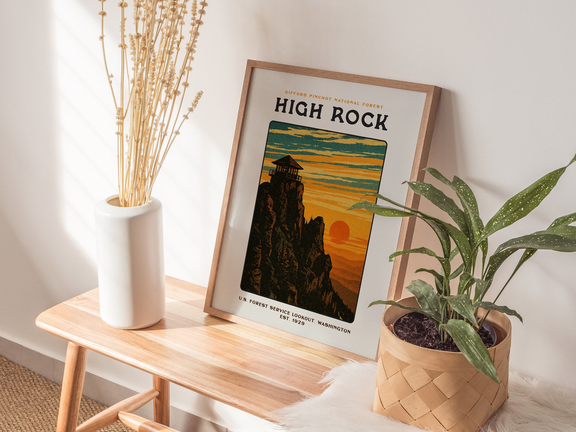 High Rock Lookout Vintage Poster | Gifford Pinchot Forest Wall Art