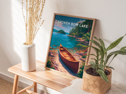 Broken Bow Lake, Oklahoma Poster | Pine Forest & Lake Retreat Wall Art — styled in a modern interior
