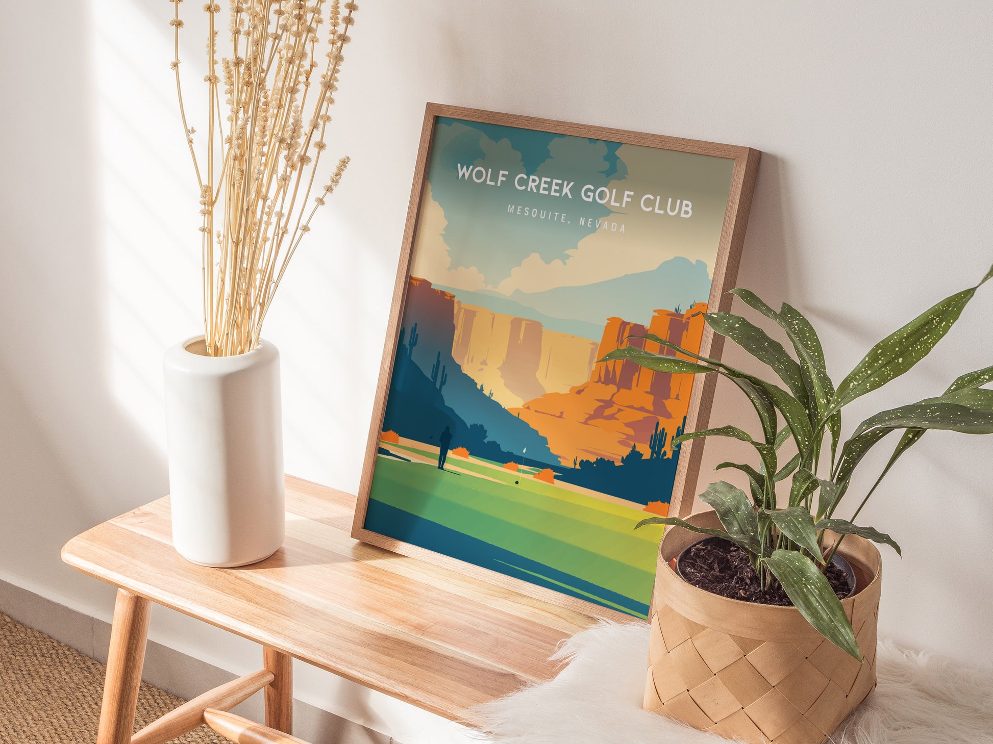 Wolf Creek Golf Club, Mesquite, Nevada Poster | Desert Canyon Links Golfer Gift Wall Art — styled in a modern interior