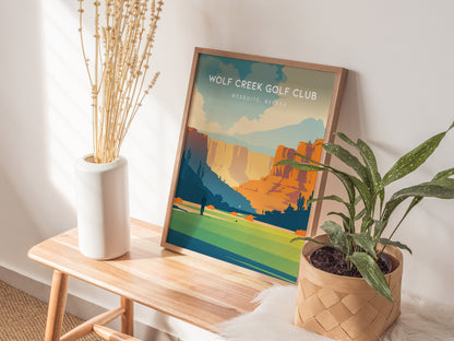 Wolf Creek Golf Club, Mesquite, Nevada Poster | Desert Canyon Links Golfer Gift Wall Art — styled in a modern interior