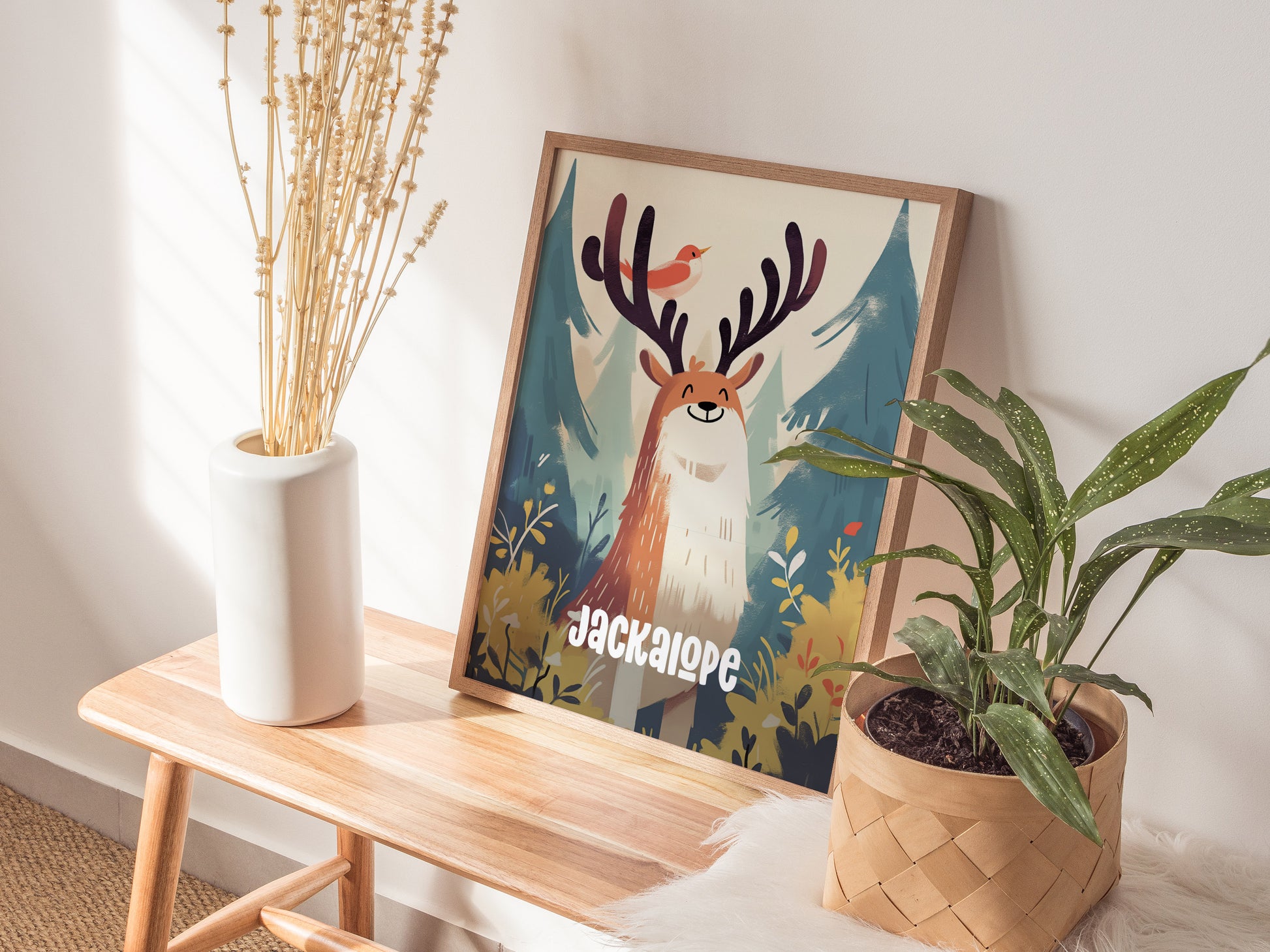 Jackalope Kids Room Poster | Cute Cryptids Wall Art