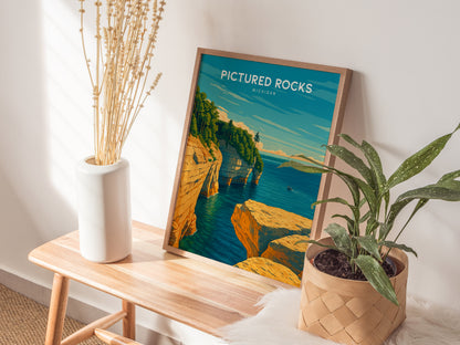 Pictured Rocks Michigan Poster | Lake Superior Wall Art Print