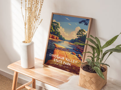 Dinosaur Valley State Park, Glen Rose, Texas Poster | Ancient Riverbed Adventure Wall Art — styled in a modern interior