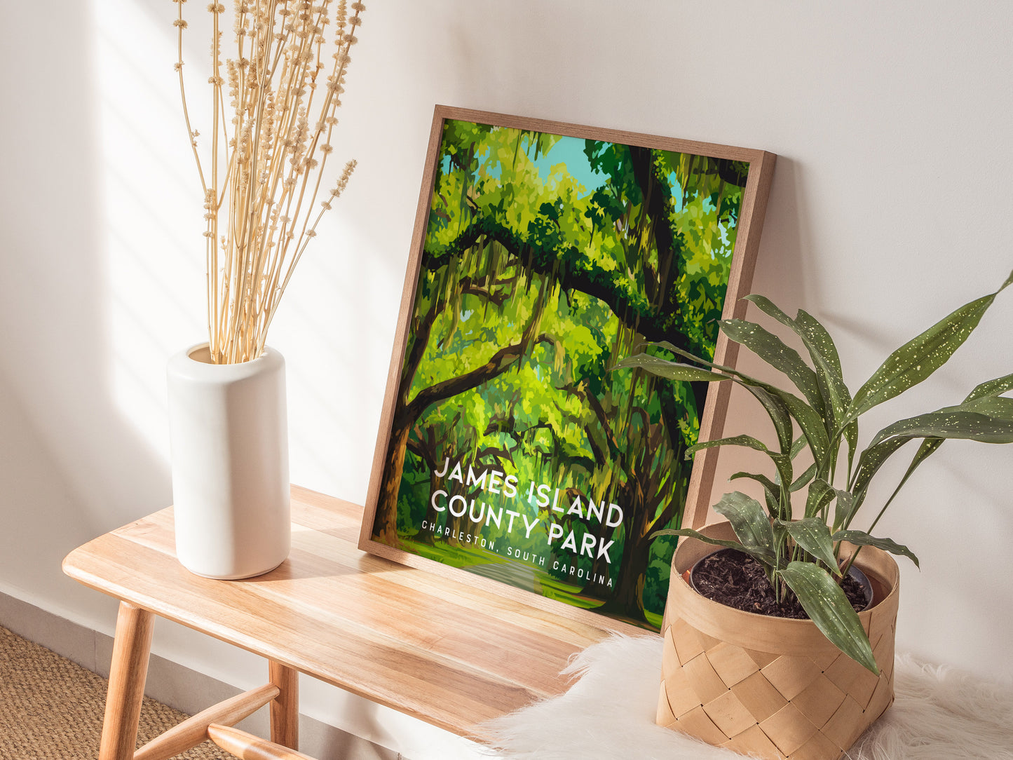 James Island County Park, Charleston, South Carolina Poster | Coastal Beach Decor Wall Art — styled in a modern interior