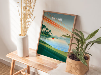 Bay Hill, Florida Poster | Links Poster & Country Club Decor Wall Art — styled in a modern interior