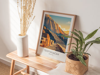 Teotihuacán Matte Border Poster | Mexico Travel Wall Art — styled in a modern interior