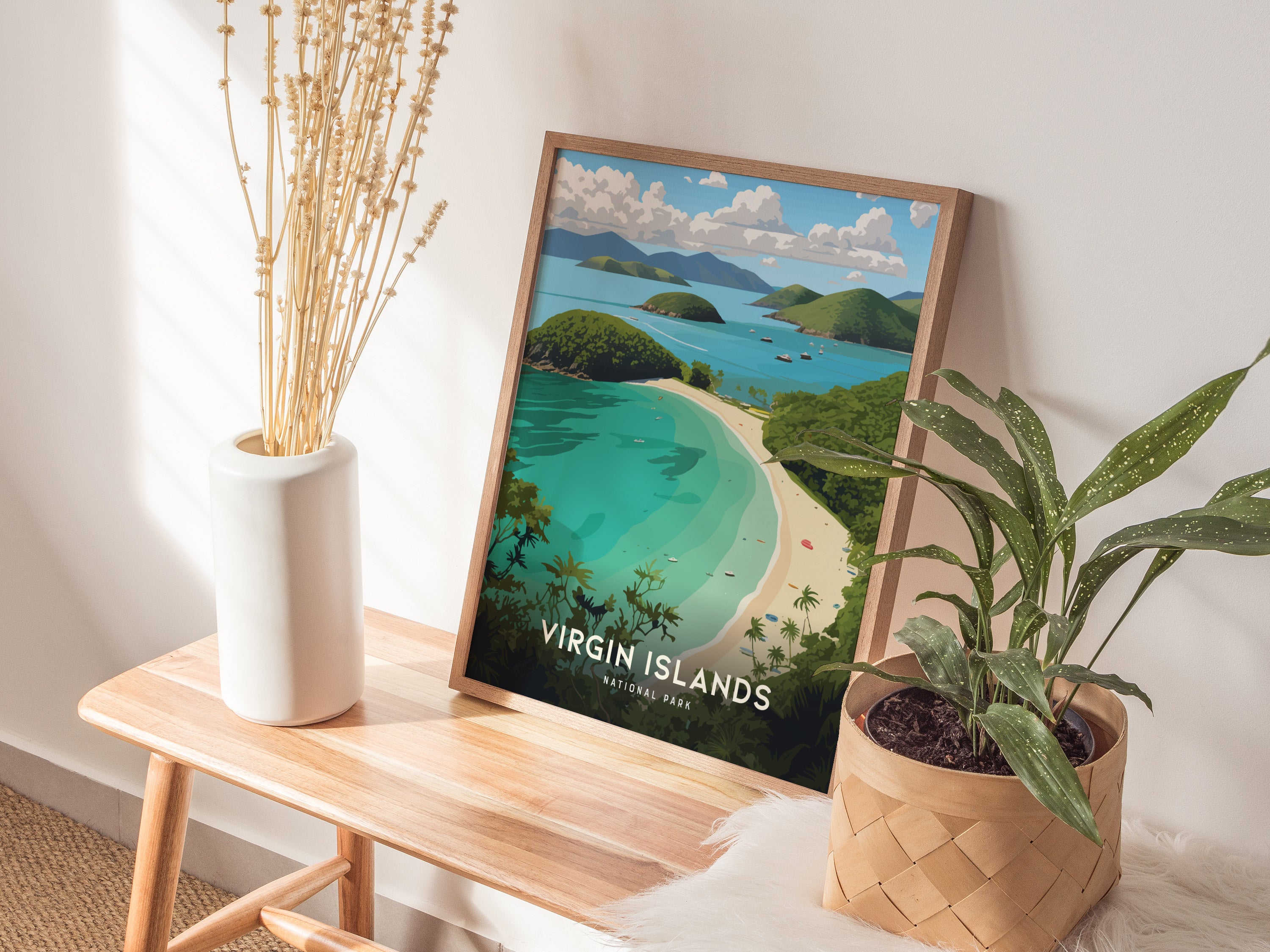 Virgin Islands National Park Poster | Trunk Bay Beach Art | Framed