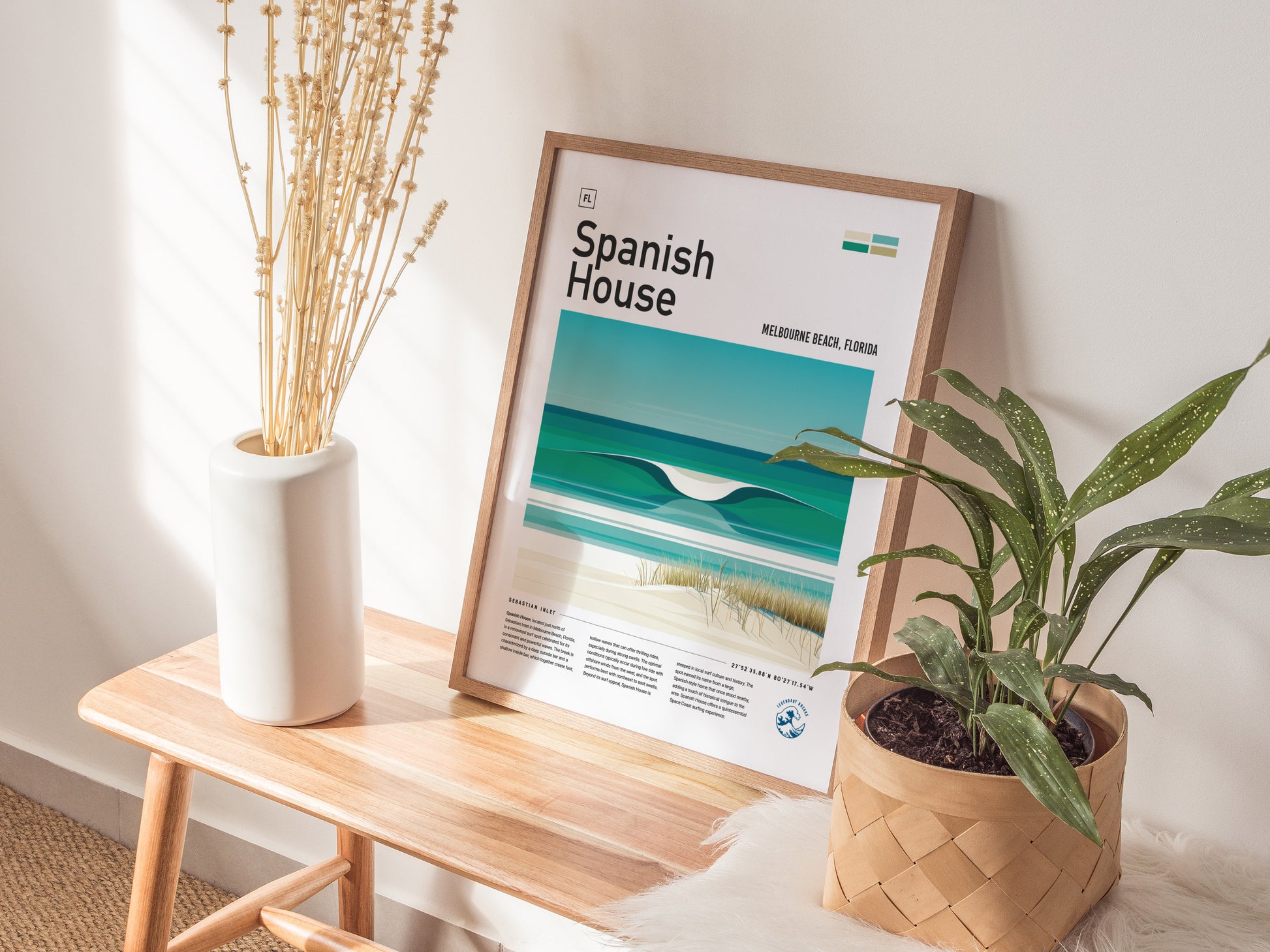 Spanish House Surf Spot Poster | Florida Surfer Wall Art