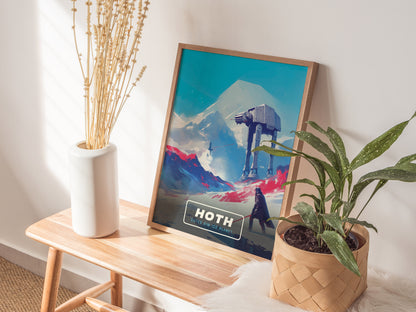 Star Wars Hoth Poster | Retro Sci-Fi Travel Wall Decor