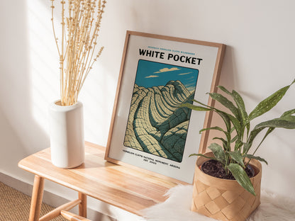 White Pocket Arizona Poster | Vermilion Cliffs Vintage Travel Wall Art