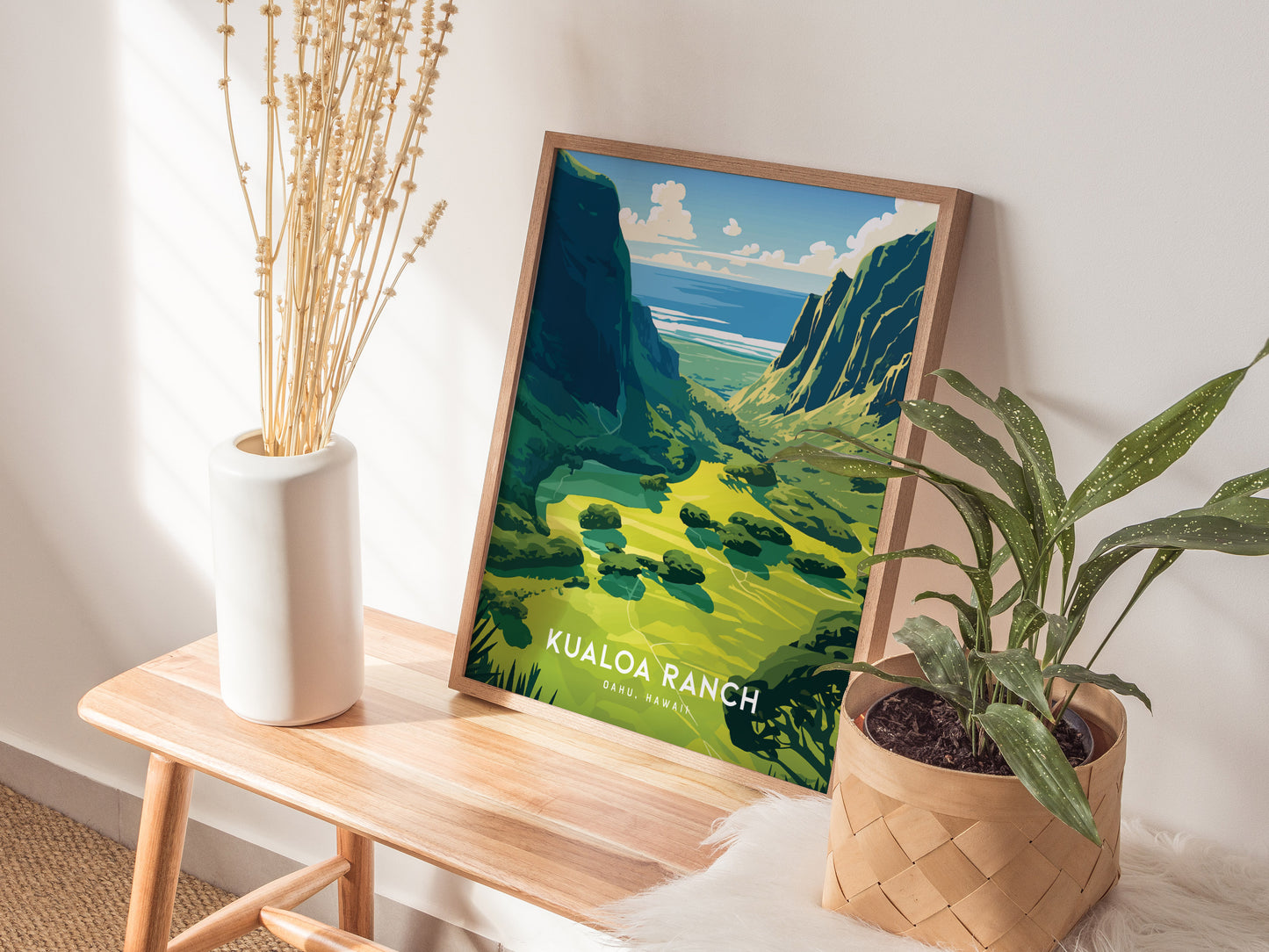 Kualoa Ranch Poster | Oahu Hawaii Jurassic Valley Wall Art