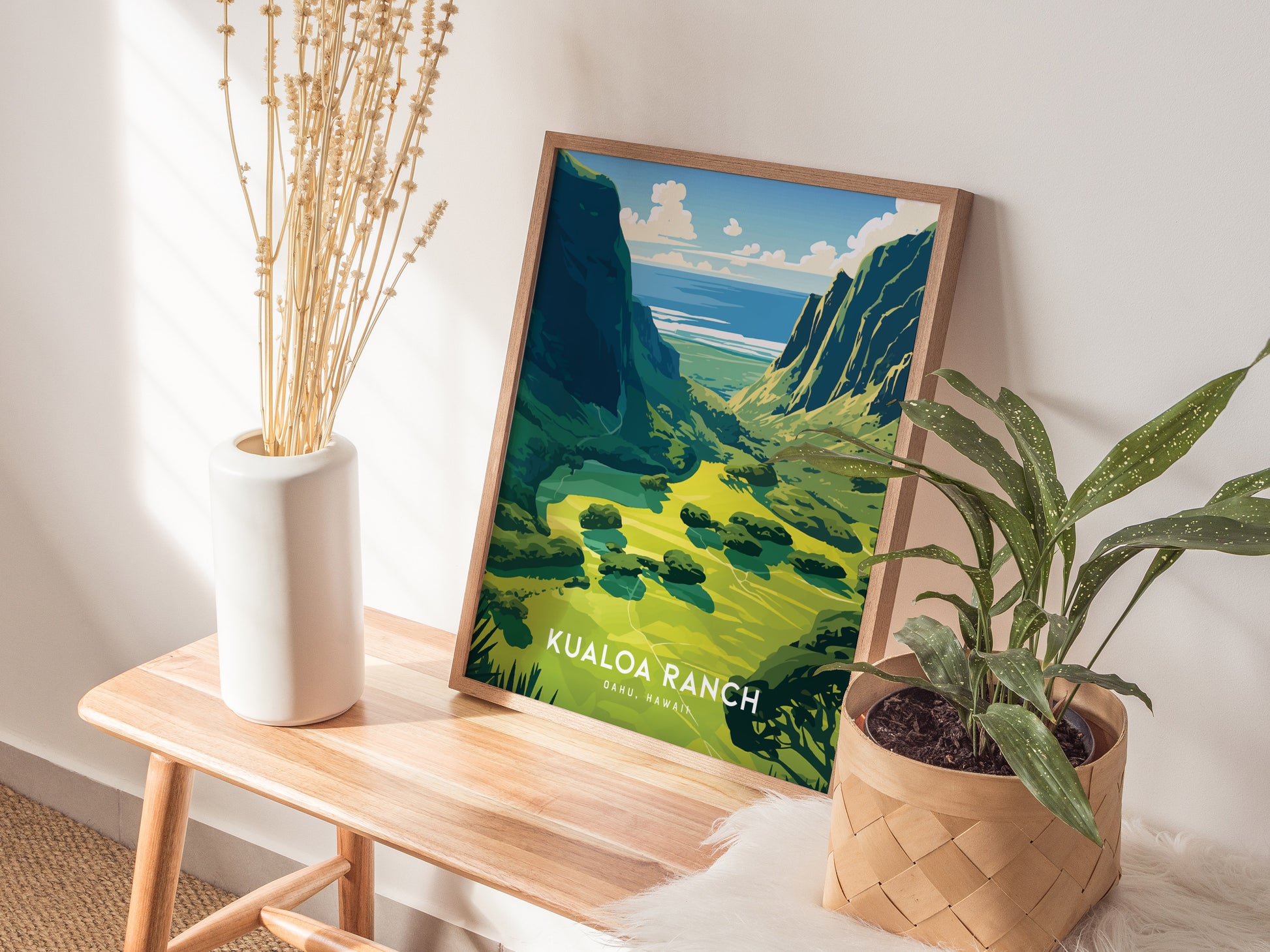 Kualoa Ranch Poster | Oahu Hawaii Jurassic Valley Wall Art