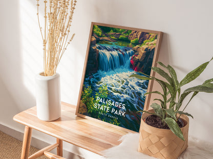 Palisades State Park, South Dakota Poster | Rugged Cliffs & Creek Adventure Wall Art — styled in a modern interior