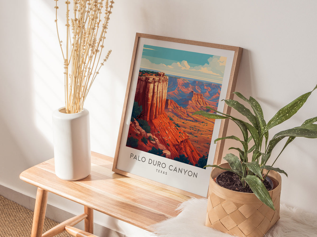 Palo Duro Canyon Matte Border Poster | Texas Travel Wall Art — styled in a modern interior