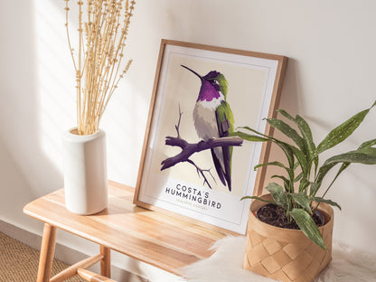 Costas Hummingbird Audubon Print | Bird Lover Wall Art | Framed or Unframed