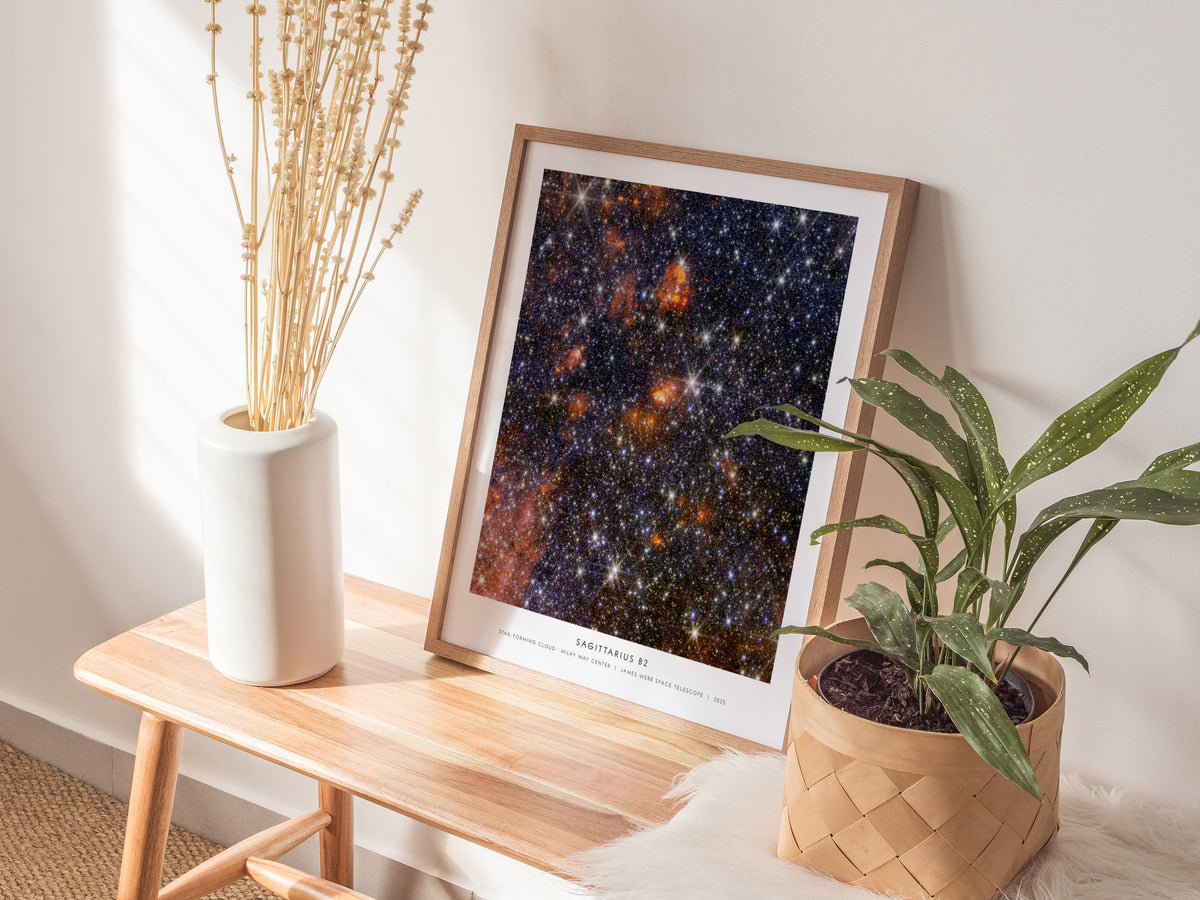 Sagittarius B2 Poster | NASA Star-forming Cloud · Milky Way Center Space Photography Wall Art — styled in a modern interior