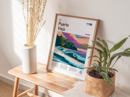 Puerto Viejo, Costa Rica Poster | Tropical Surf & Jungle Paradise Wall Art — styled in a modern interior
