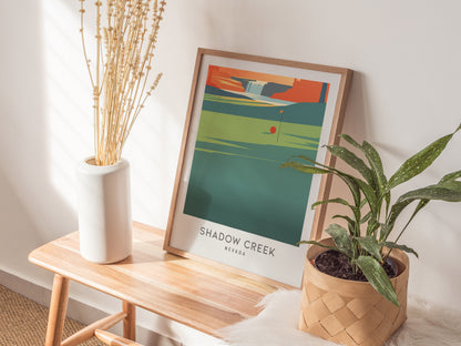 Shadow Creek Matte Border Poster | Nevada Golf Wall Art Country Club Decor — styled in a modern interior