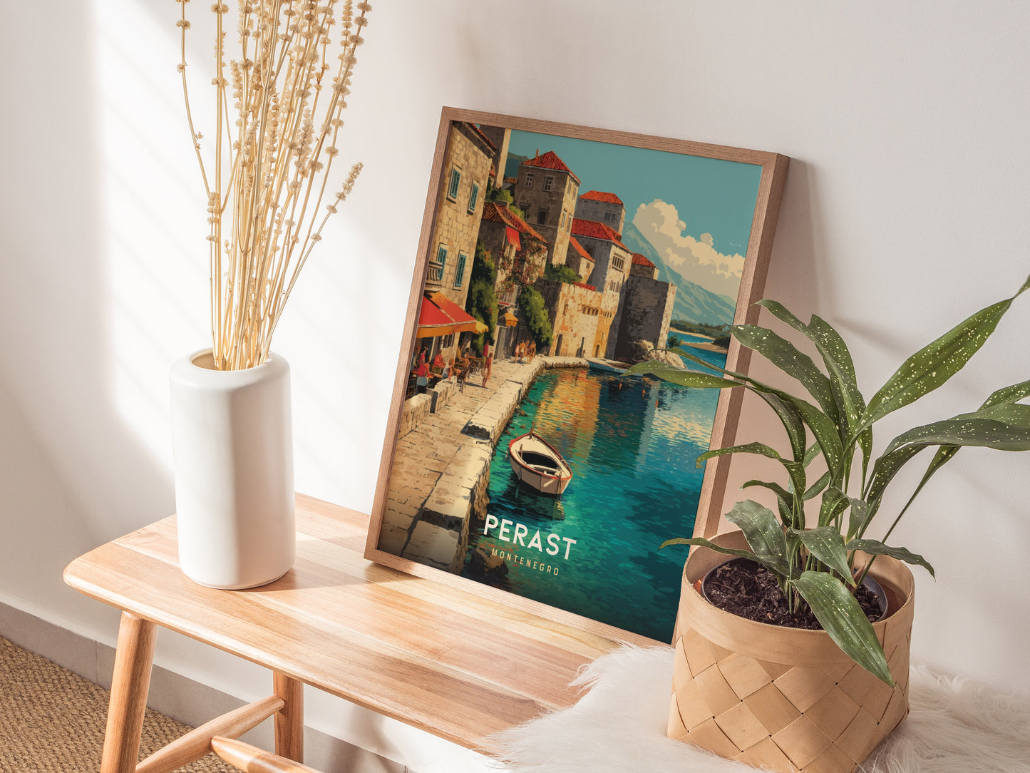 Perast Montenegro Poster | Bay of Kotor Coastal Wall Art Print