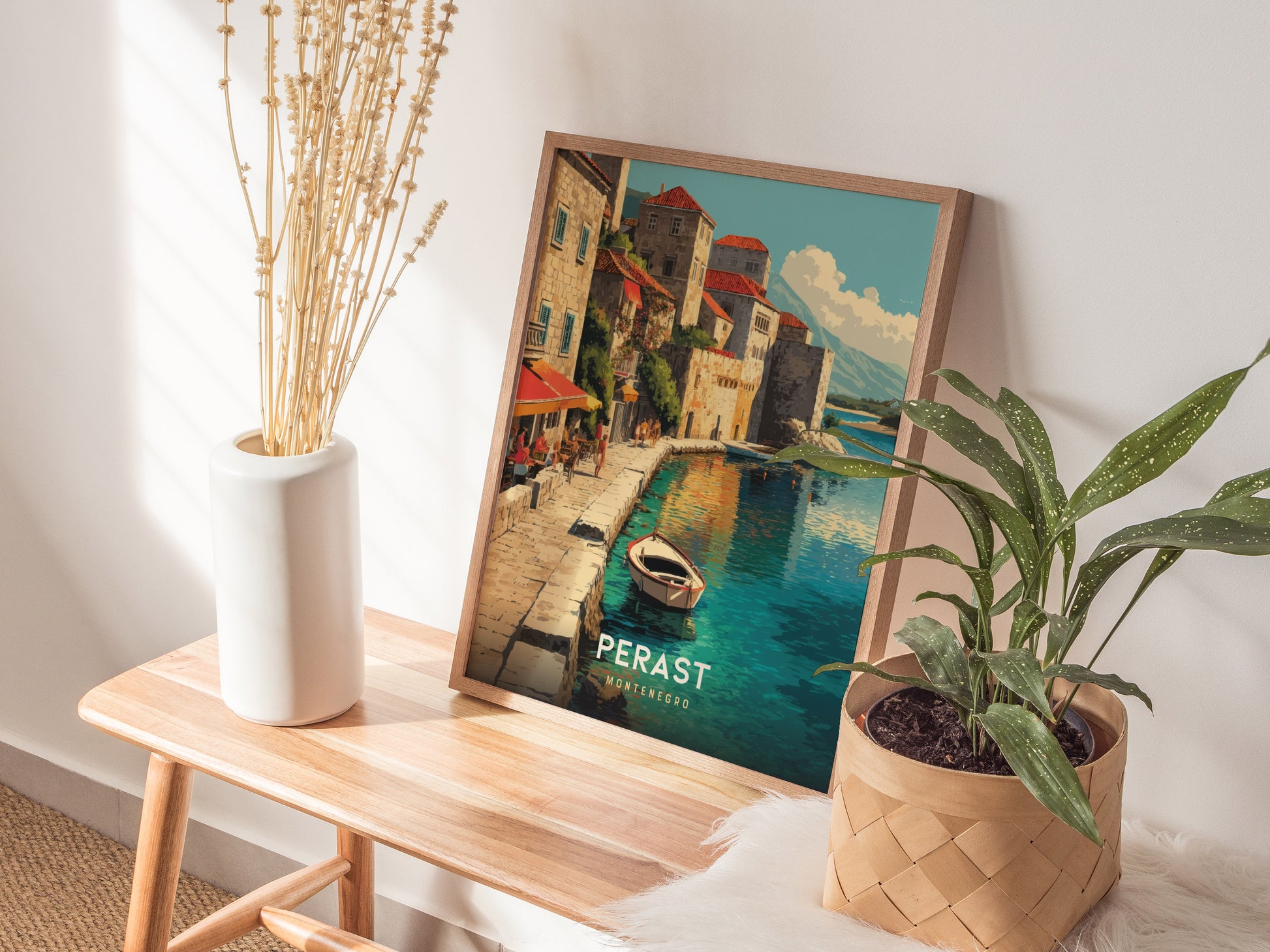 Perast Montenegro Poster | Bay of Kotor Coastal Wall Art Print