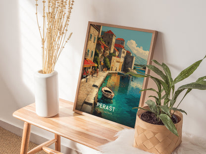 Perast Montenegro Poster | Bay of Kotor Coastal Wall Art Print