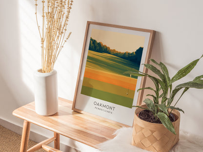 Oakmont Matte Border Poster | Pennsylvania Golf Course Print & Country Club Decor — styled in a modern interior
