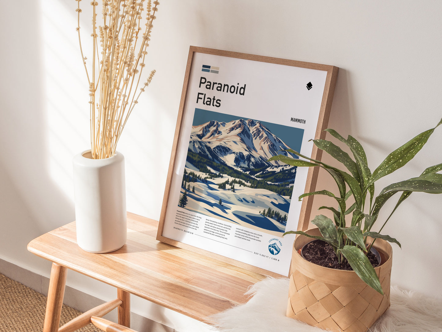 Paranoid Flats, Mammoth Poster | Ski Lodge Decor Mountain Wall Art — styled in a modern interior