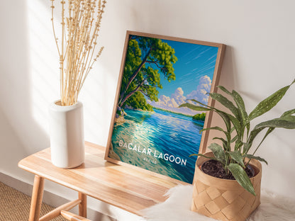 Bacalar Lagoon, Mexico Poster | Seven Colors Lake Tropical Beach Print Wall Art — styled in a modern interior