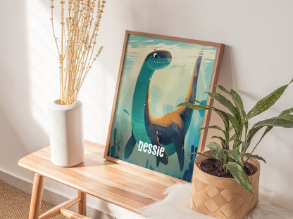 Nessie Poster | Cute Cryptid Loch Ness Wall Art Print