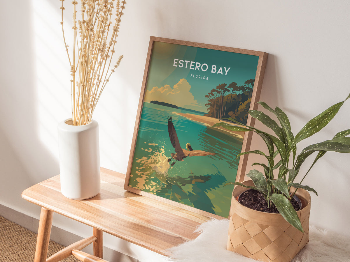 Estero Bay, Florida Poster | Mangroves & Gulf Coast Art Wall Art — styled in a modern interior