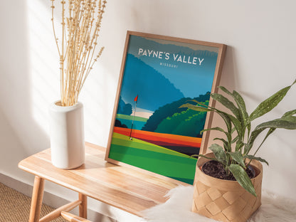 Payne's Valley, Missouri Poster | Links Poster & Golfer Gift Wall Art — styled in a modern interior