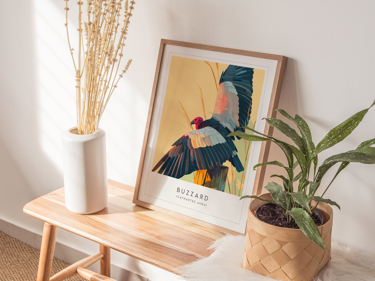 Buzzard, Cathartes aura Poster | Turkey Vulture Bird Wall Art — styled in a modern interior