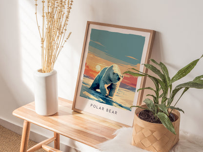 Polar Bear, Arctic Wildlife Poster | Majestic Ice Kingdom Explorer Wall Art — styled in a modern interior