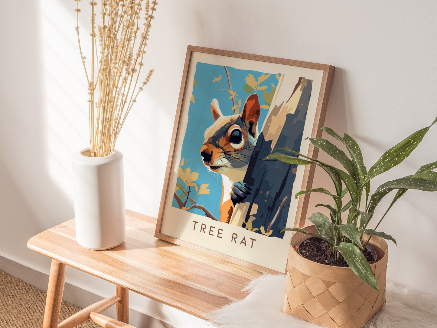 Tree Rat Poster | Urban Wildlife Squirrel Art | Funny Animal Wall Art