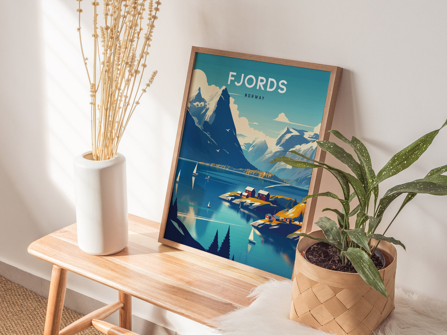 Fjords Norway Poster | Europe Travel Print Wall Art | Framed or Unframed