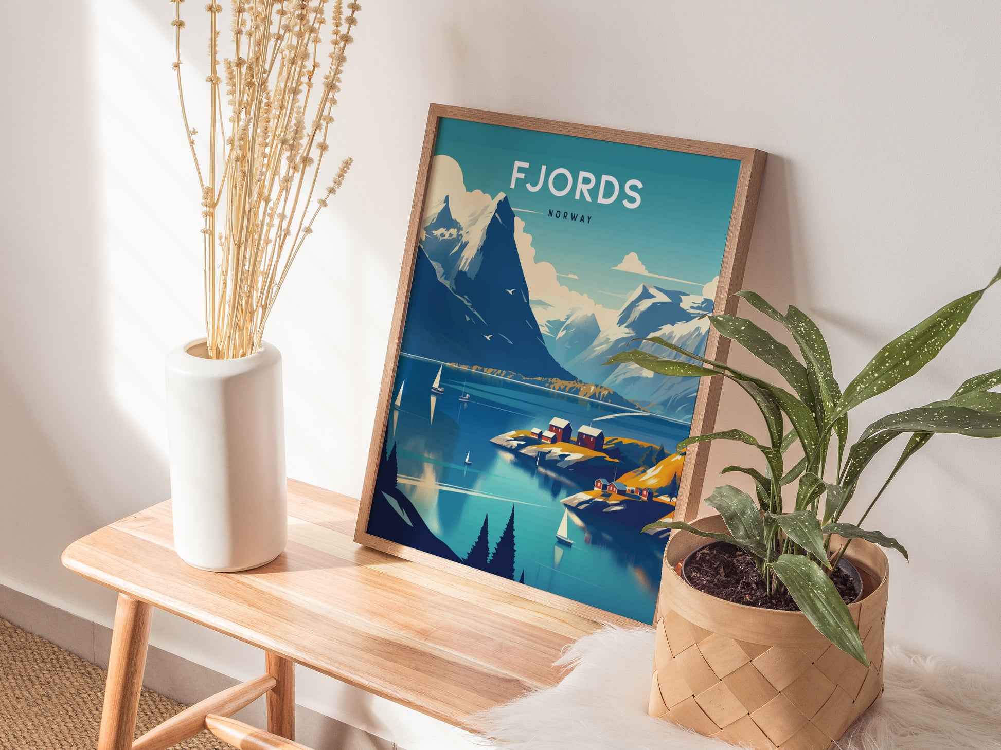 Fjords Norway Poster | Europe Travel Print Wall Art | Framed or Unframed