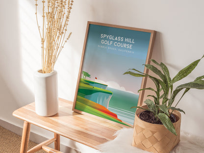 Spyglass Hill Golf Course, Pebble Beach, California Poster | Iconic Links Golfer Gift Wall Art — styled in a modern interior