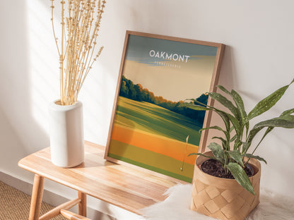 Oakmont, Pennsylvania Poster | Classic Links Golfer Gift Wall Art — styled in a modern interior