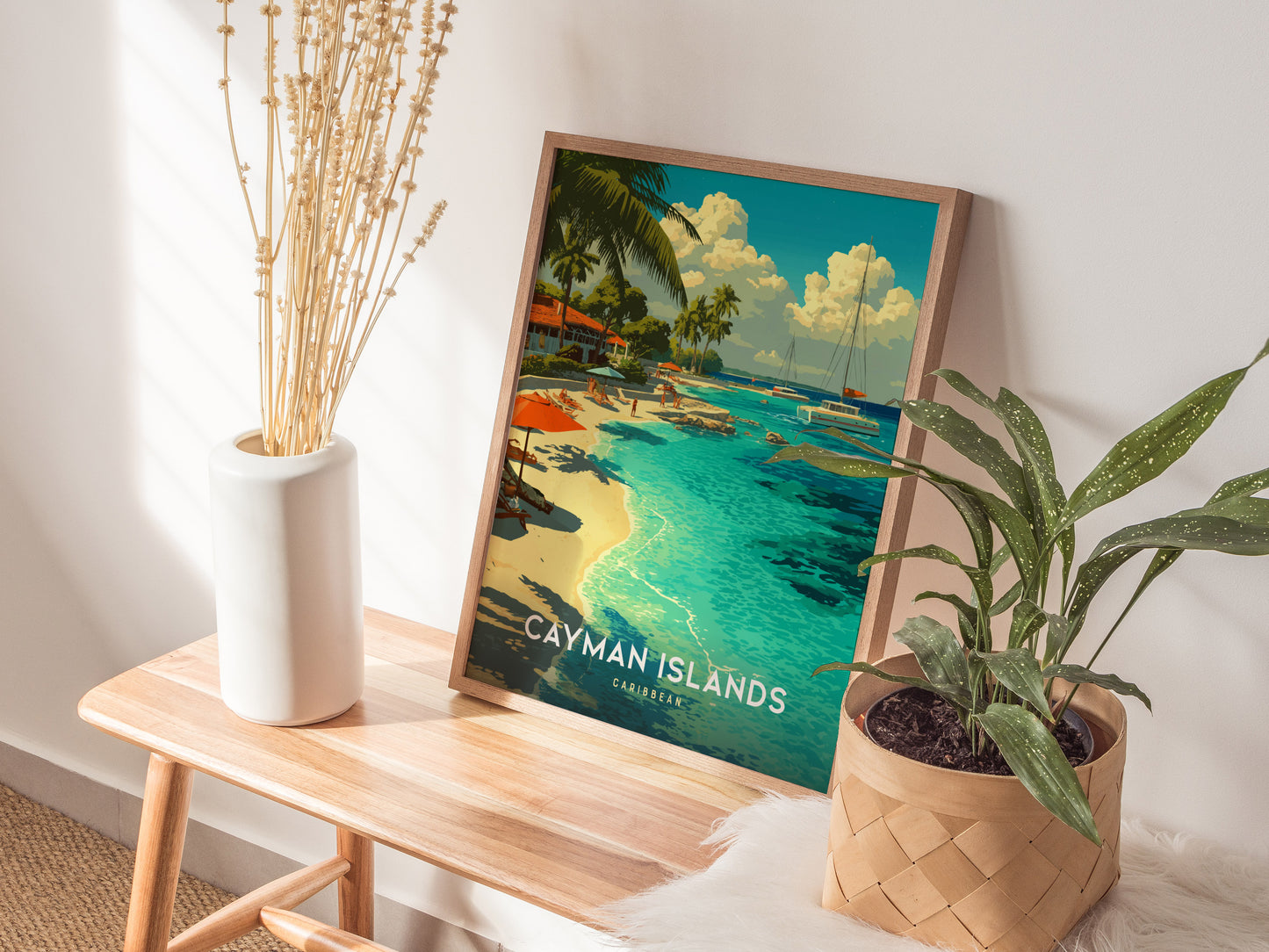 Cayman Islands Poster | Caribbean Beach Tropical Travel Print Wall Art | Framed or Unframed