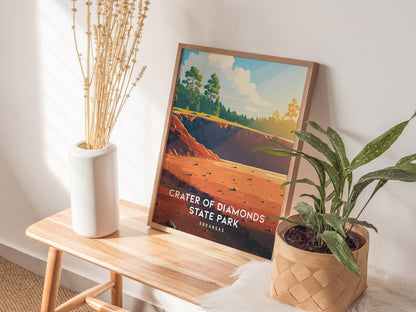 Crater of Diamonds State Park, Arkansas Poster | Gem Mining Adventure Vacation Wall Art — styled in a modern interior