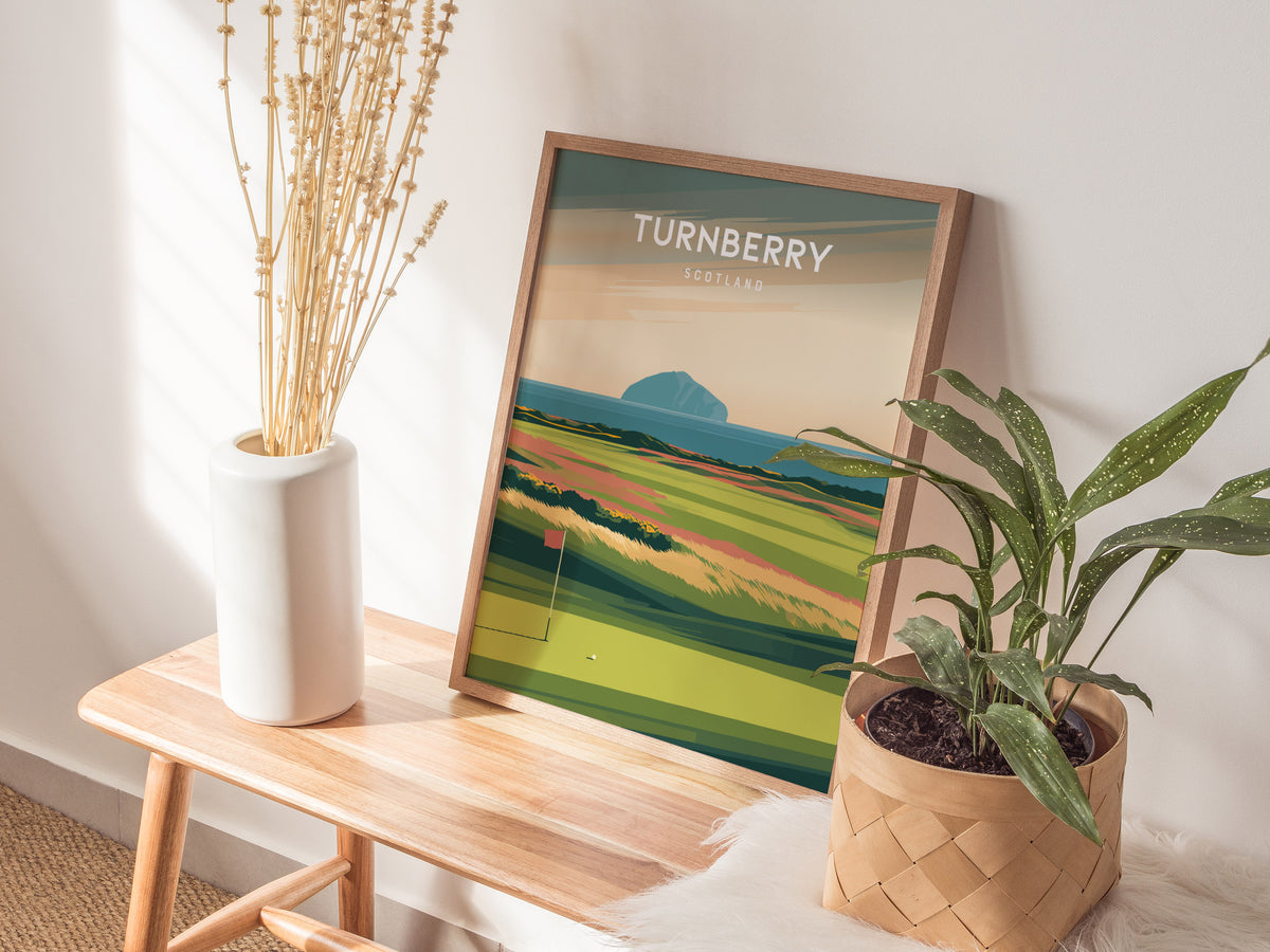 Turnberry, Scotland Poster | Links Poster & Golfer Gift Wall Art — styled in a modern interior