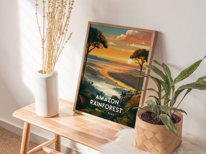Amazon Rainforest, South America Poster | Lush Jungle & Exotic Wildlife Wall Art — styled in a modern interior