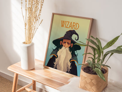 Wizard Fantasy Portrait Poster | Epic Fantasy Sorcerer Wall Art Gift