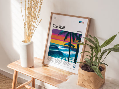The Wall, Hawaii Poster | Epic Big Wave Surf Break Wall Art — styled in a modern interior