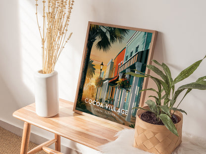 Cocoa Village, Florida Poster | Cocoa, Florida | Charming Riverfront Downtown Wall Art — styled in a modern interior