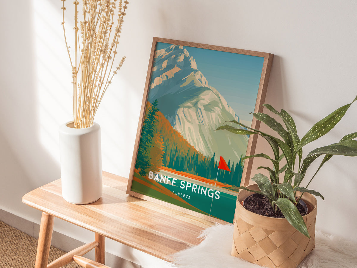 Banff Springs, Alberta Poster | Golf Wall Art & Golfer Gift Wall Art — styled in a modern interior