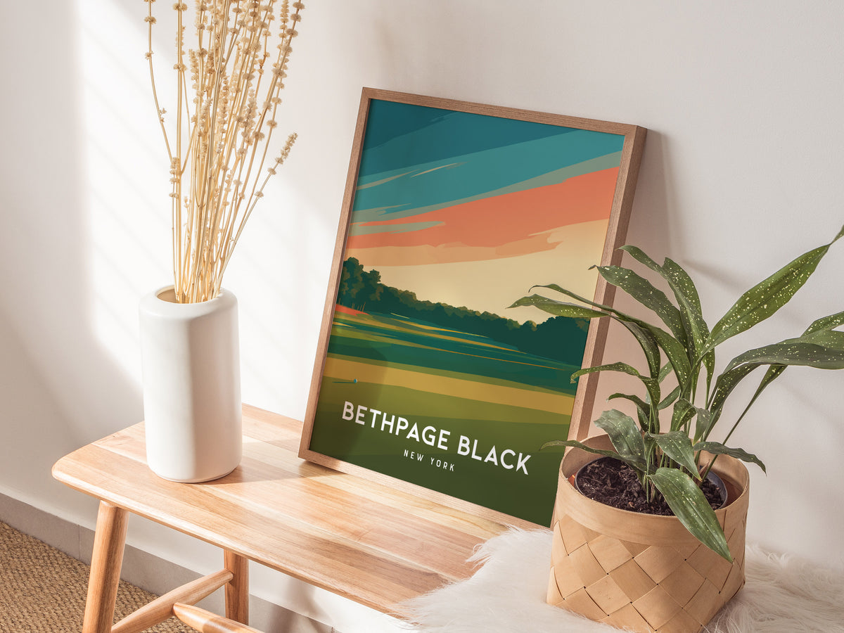 Bethpage Black, New York Poster | Championship Links Golfer Gift Wall Art — styled in a modern interior
