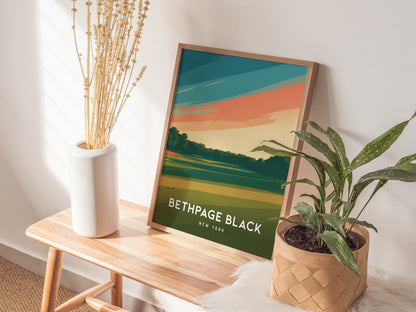 Bethpage Black, New York Poster | Championship Links Golfer Gift Wall Art — styled in a modern interior